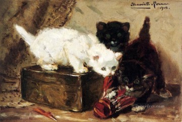 Gatitos en juego animal gato Henriette Ronner Knip Pinturas al óleo